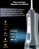 MySmile Powerful Cordless 350ML Water Dental Flosser Portable OLED Display Oral Irrigator with 5 Pressure Modes 8 Replaceable Jet Tips and Storage Bag for Home Travel Use (Gray)