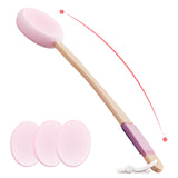 Svarvns Back Lotion Applicator with 4 Replaceable Pads, Lotion Applicator for Back Self Elderly, Women, Cream Medicine Applicator with 17" Curved Handle Easy to Target Back and Feet, Pink