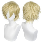 Anogol Hair Cap + Short Blonde Men's Cosplay Wig Loid Forger Cosplay Wig Gilgamesh Cosplay Wig for Halloween Christmas Event Costume Party