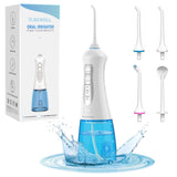 Water Dental Flosser Cordless Oral Irrigator, Portable and Rechargeable Water Teeth Pick with 3 Modes 4 Jet Tips, 300ML IPX7 Waterproof Dental Flosser for Oral Care