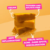 Glo Melanin Organic Turmeric Soap for Dark Spots & Acne, Turmeric Soap for Skin Brightening and Clearing Formula, All Natural Turmeric Soap Bar