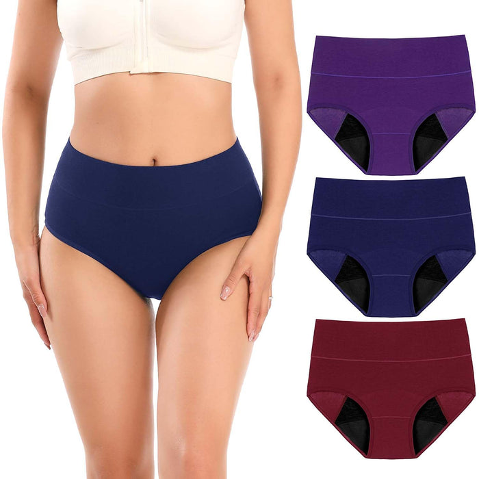 Molasus Incontinence Underwear for Women, 4X-Large, High Absorbency, Period Leakproof, Cotton Underwear, Bladder Control Briefs, 3 Pack, Multicolor