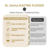 Dr. Emma Electric Vibration Flosser with Replaceable Floss Picks and Toothbrush, Power Flosser for Adults, Dental Flosser Kit for Teeth Cleaning, Water Flosser Alternative, Starlight