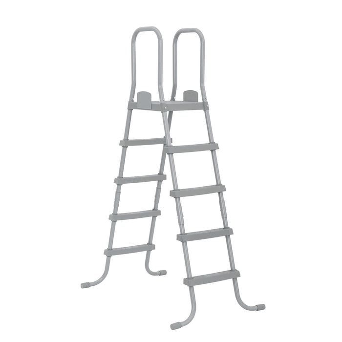 Bestway Flowclear 52 Inch Versatile Metal A Frame Above Ground Swimming Pool Ladder with Heavy Duty Plastic Double Sided Steps