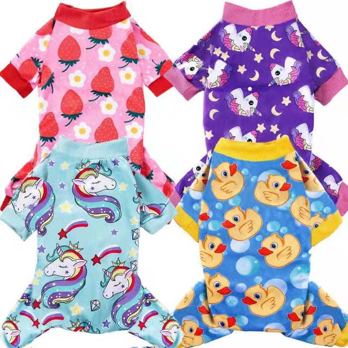 XPUDAC 4 Piece Dog Pajamas for Small Dogs Pjs Clothes Puppy Onesies Outfits for Doggie Christmas Shirts Sleeper for Pet Cats Jammies-L