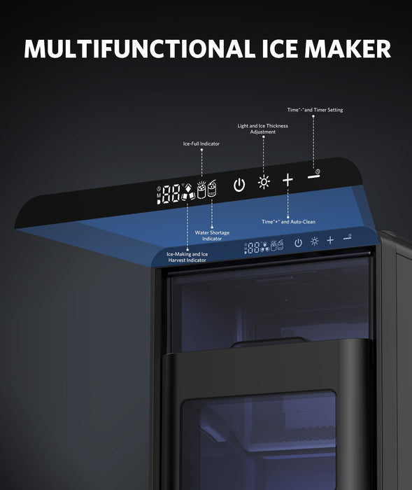 COWSAR Crescent Ice Maker Countertop, 16PCS Crystal Clear Ice in 12 Minutes, 27 Lbs/24H Portable Crescent Ice Machine with Self-Cleaning&Timer for Home/Office/Party, 3000PCS Per Day