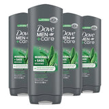 Dove Men+Care Body Wash Mineral + Sage 4 Count for Men's Skin Care Effectively Washes Away Bacteria While Nourishing Your Skin 18 oz