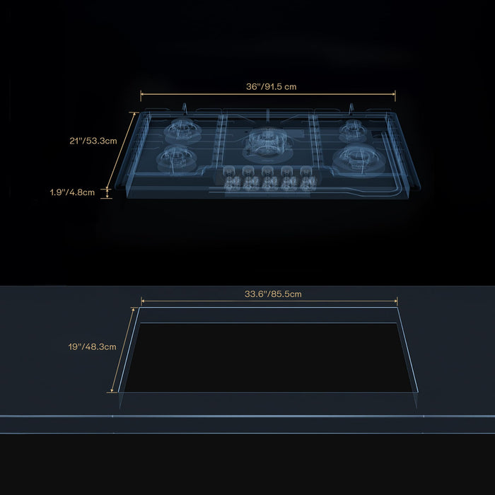 Empava 36" Stainless Steel 5 Italy Sabaf Burners Stove Top Gas Cooktop EMPV-36GC881