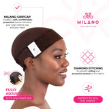 MILANO COLLECTION Wig Grip Cap for Women, Adjustable Wig Cap with Headband, Non-Slip Wig Gripper to Keep Wigs Lace Front In Place, 2 Pack, Chocolate Brown