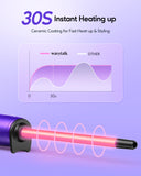 Wavytalk 3/8 Inch Small Curling Wand, Small Barrel Curling Iron for Short & Long Hair, Ceramic Small Wand Curling Iron with Adjustable Temperature, Include Heat Resistant Glove (Purple)