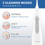 Water Flosser Cordless, Mornwell Water Flossers for Teeth - 300ML Tank and 4 Jet Tips, 3 Modes Portable Dental Oral Irrigator, Braces Care, Rechargeable Waterproof Portable Water Flosser, White