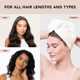 Kitsch Microfiber Hair Towel Wrap for Women - Quick Dry Towel | Microfiber Towel for Hair | Hair Drying Towel Wrap for Long Hair | Hair Towels | Hair Turban Towel for Wet Hair (White Ivory)