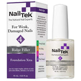 Nail Tek Foundation Xtra 4, Ridge Filling Strengthening Base Coat for Weak and Damaged Nails, 0.5 oz, 2-Pack