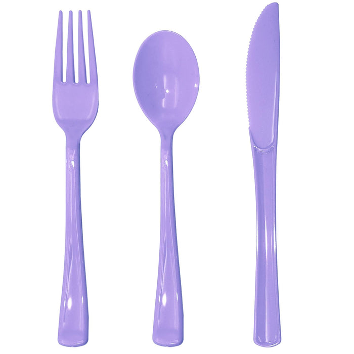 150 Pcs Purple Plastic Silverware Purple Utensils Purple Silverware Set Includes 50 Purple Plastic Forks, 50 Purple Spoons, 50 Purple Knives for Birthday, Wedding, Baby Shower