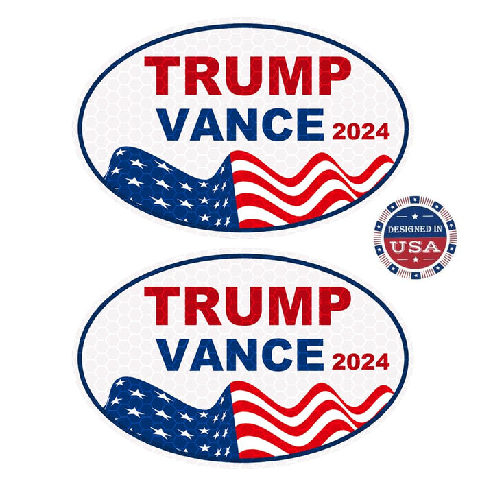 2 Pack Trump Vance 2024 Magnet, Reflective Magnetic Car Bumper, Donald Trump JD Vance President 2024 Car Magnet, 9.37" x 5.82"