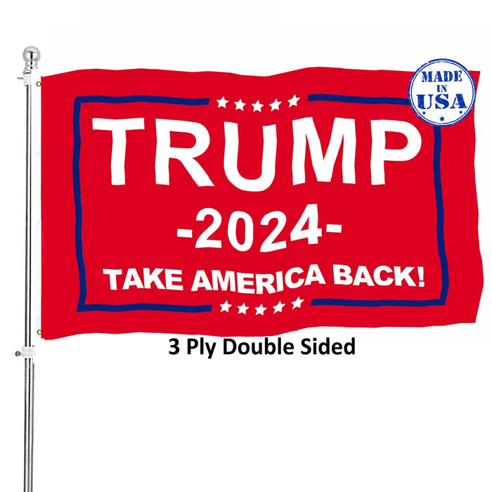 Trump 2024 Flag 3x5 Outdoor Double Sided- Red Take America Back Trump Flags Banner Heavy Duty Durable Polyester 3 Ply with Brass Grommets for Indoor Outdoor