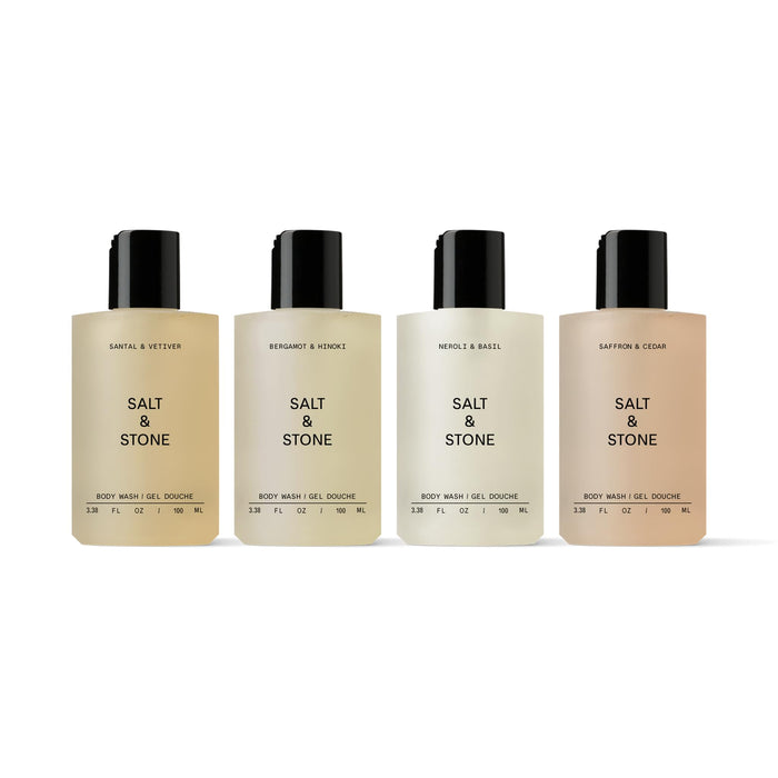 Salt & Stone Body Wash Mini Discovery Set | For Women & Men, Sulfate, Paraben, & Dye Free, Leaving Skin Soft and Hydrated | Travel-Sized Body Wash