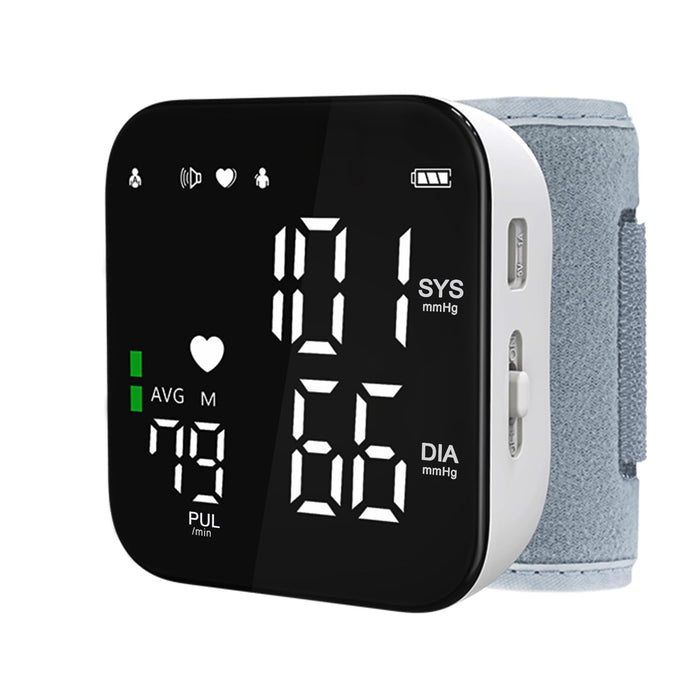 Wrist Blood Pressure Monitor Rechargeable Digital Automatic Blood Pressure Cuff for Home Use Portable Talking Bp Monitor Full Screen Led Display Adjustable Bp Cuffs with Carrying Case