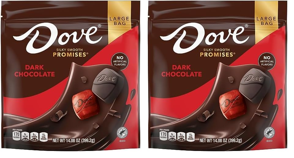 DOVE PROMISES Valentine's Day Individually Wrapped Dark Chocolate Candy Assortment, 15.8 oz Bag (Pack of 2)