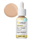 MyChelle Dermaceuticals Sun Shield Liquid SPF 30 Light/Medium (1 Fl Oz) - Tinted Sunscreen for All Skin With Oil-Absorbing Bentonite Clay - Use as Sheer Foundation or Makeup Primer for Matte Finish