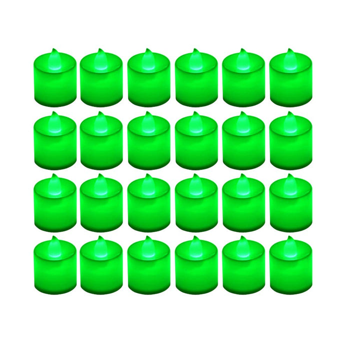 LANKER 24 Pack Flameless Led Tea Lights Candles - Flickering Green Battery Operated Electronic Fake Candles – Decorations for Party, Christmas, Halloween and Festival Celebration (Green)