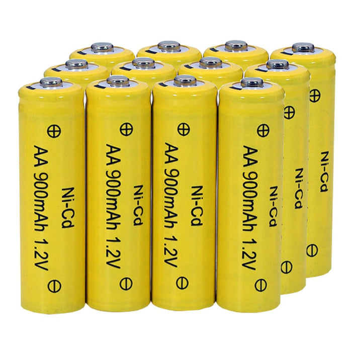 XFULL 12 Packs 1.2V AA 900mAh Ni-Cd Rechargable Batteries for Solar Lights,Lawn Landscape Lighting（AA Size）