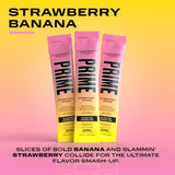 PRIME HYDRATION+ Sticks Strawberry Banana | Hydration Powder Single Serve Sticks | Electrolyte Powder On The Go | 250mg BCAAs, B Vitamins, Antioxidants | Low Sugar | Caffeine-Free | Vegan | 16 Sticks