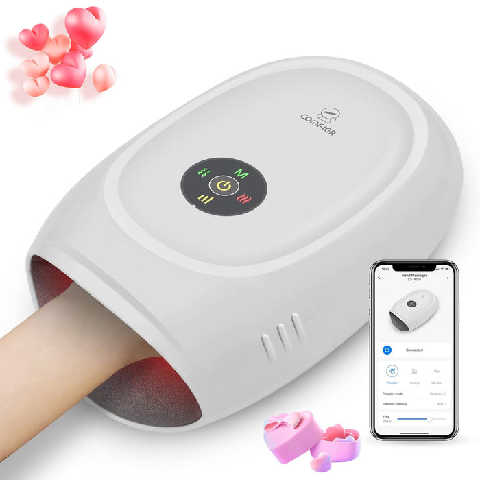 COMFIER Hand Massager with Heat and Compression, Rechargeable Hand Massager for Arthritis and Carpal Tunnel with APP Control, Birthday Gifts for Women Men