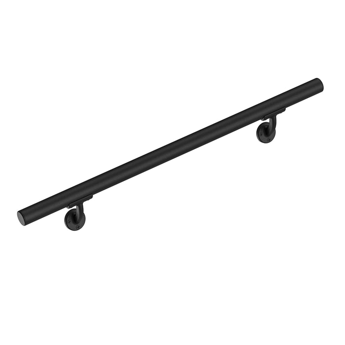 Meranti Aluminum Handrail for Indoor or Outdoor Steps and Stairs – Hand Rails for Elderly – DIY Complete Stair Railing Kit (7' Length, Black Textured)
