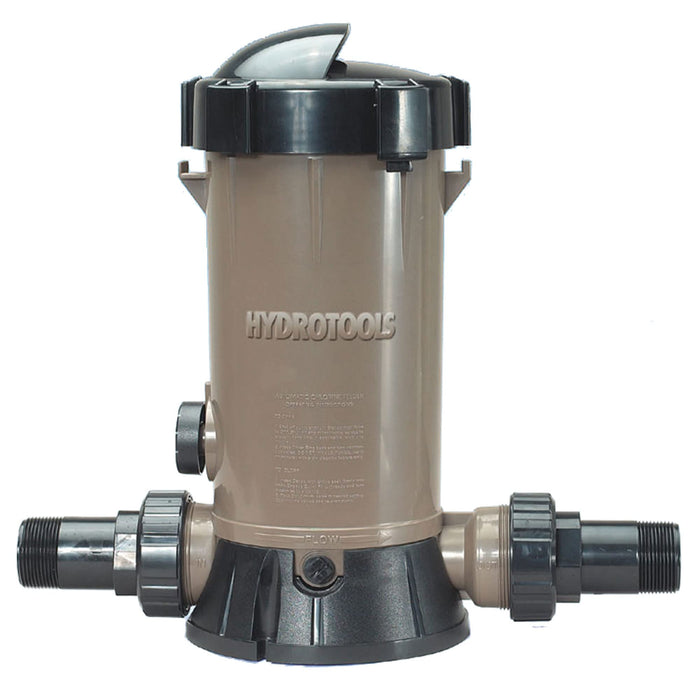 HYDROTOOLS By SWIMLINE 8750 Super Premium In-Line Automatic Chlorine Feeder Chlorinator Adjustable Output 9.0 Lbs Capacity | Universal Compatibility | Above Ground & Inground Swimming Pool Bromine