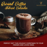 24 Days Advent Calendar With Flavoured Ground Coffee - Christmas Gift Set for Men & Women - French Vanilla, Hazelnut, Irish, Italian & Cinnamon Flavors