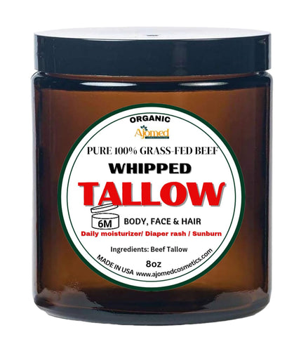 Whipped Tallow Cream - Pure Grass-Fed Beef Moisturizer for Face, Body, Hands - Handmade Tallow Cream, Small Batches for Dry Skin, Organic Beef Tallow, for All Hair Types (Sandalwood Vanilla, 8oz)