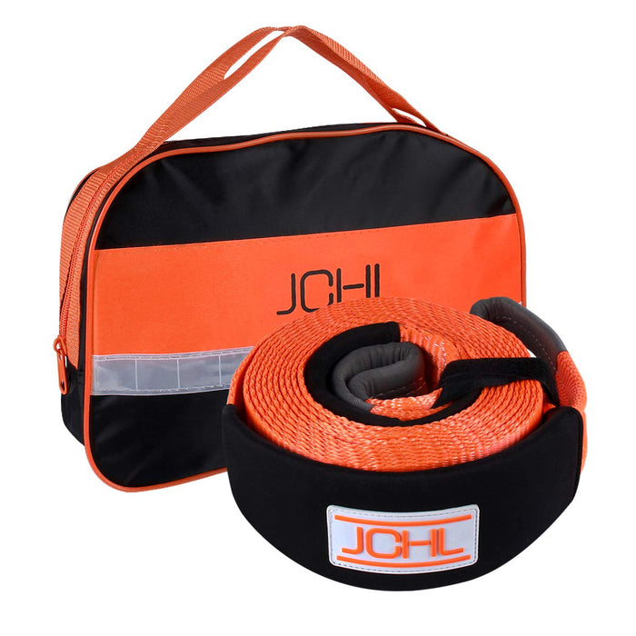 JCHL Recovery Tow Strap Heavy Duty Polyester Recovery Strap 3" x20ft 35000LBS (18TON) Rated Capacity Off Road Towing Rope, Reinforced Loops, Protective Sleeves, Storage Bag Emergency Towing Rope