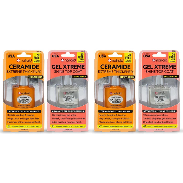 Nail-Aid Ceramide Extreme Thickener + Gel Top Coat, Clear, 2 Count (Pack of 2)