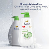 Dove Body Wash with Pump Refreshing Cucumber and Green Tea Refreshes Skin Cleanser That Effectively Washes Away Bacteria While Nourishing Your Skin 30.6 Fl oz(Pack of 3)