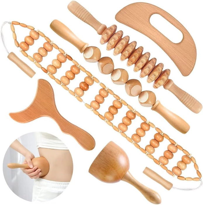 10-in-1 Wood Therapy Massage Tools Massager Wooden Massager for Body Shaping Massage Tool Set Wood Therapy Tools for Relieving Muscle Pain Body