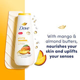 Dove Body Wash Glowing Mango & Almond Butter 4 Count for Renewed, Healthy-Looking Skin Gentle Skin Cleanser with 24hr Renewing MicroMoisture 20 oz