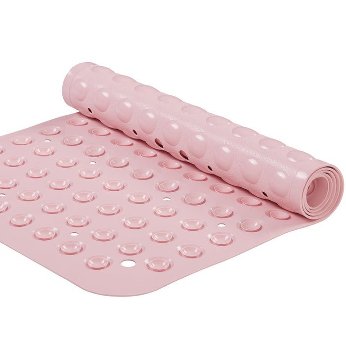 YANZIFLY Bathtub Mat for Shower: Soft Silicone 16X40 Inch Bath Mat Non Slip with Suction Cups Tub Mat for Bathroom for Kids Elderly Extra Large Shower matt Machine Washable - Pink