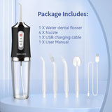 Water-Flosser-Cordless-Teeth-Cleaner MAKJUNS Water Dental Flosser with 3 Modes 4 Jets Rechargeable IPX7 Waterproof Dental Oral Irrigator for Travel Home Braces(Luxury Black)