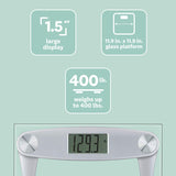 Weight Watchers Scales by Conair Bathroom Scale for Body Weight, Digital Scale, Glass Body Scale Measures Weight Up to 400 Lbs. in Silver Frame