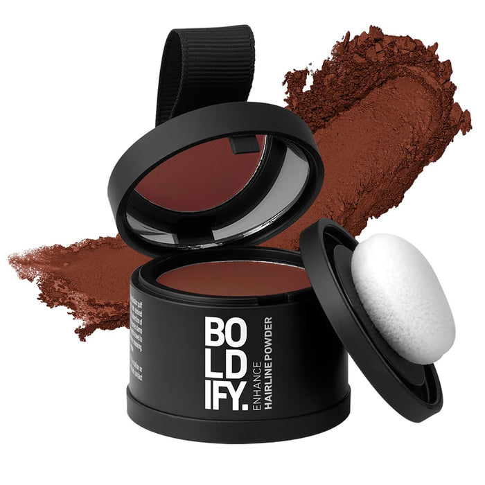BOLDIFY Hairline Powder Instantly Conceals Hair Loss, Root Touch Up Hair Powder, Hair Toppers for Women & Men, Hair Fibers for Thinning Hair, Root Cover Up, Stain-Proof 48 Hour Formula (Auburn)