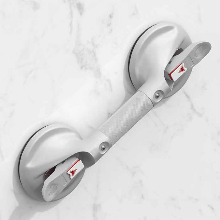 DAILYLIFE Shower Grab Bar for Bathtubs and Showers, 15 inch Heavy Duty Shower Handle with Strong Suction Cup, 300lbs Safety Shower Handrails for Seniors and Elderly, White