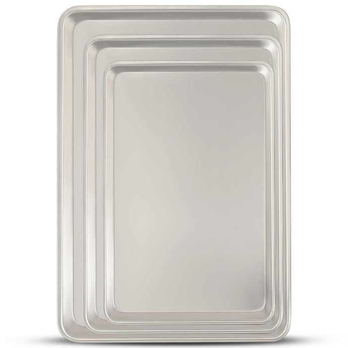 Baking Sheet Pan Set of 3, Commercial Quality Aluminum Cookie Sheets for Oven, Umite Chef Warp Resistant Baker's Half/Quarter/Jelly Roll Pans, Thick Cookie Tray Pans for Baking, Roasting