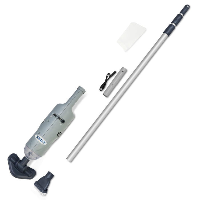 INTEX Rechargeable Handheld Pool Vacuum Cleaner with 94” Telescoping Pole, 2 Brush Heads, & Shaft Adapter for PureSpas & Pools