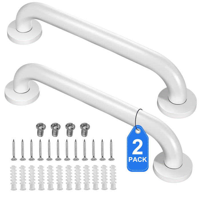 2 Pack Shower Grab Bar, Stainless Steel Bathroom Grab Bar, Shower Handle, Bath Handle, Grab Bars for Handicap Elderly Seniors Bathroom Safety Grab Bar (18 Inch，White)