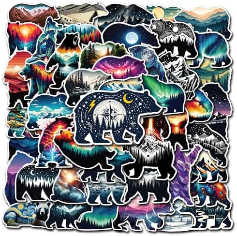 Pack 50 PCS Bear Stickers Waterproof Vinyl Decals Sticker Decorations Laptop Water Bottles Refrigerator Luggage Phone Bicycle Skateboard Gifts Birthday for Kids Teens Adults