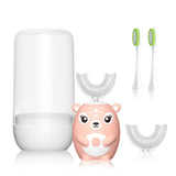 Kids Electric Toothbrushs U Shaped sonic Automatic Toothbrush with 4 Brush Heads, Six Cleaning Modes,Cartoon deer Modeling , full mouth toothbrush for baby