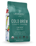 Lifeboost Medium Cold Brew Coffee - Low Acid Coarse Ground Coffee for Cold Brew - Single Origin Non-GMO USDA Organic Cold Brew Coffee Grounds - 3rd Party Tested For Mycotoxins & Pesticides - 12 Ounces