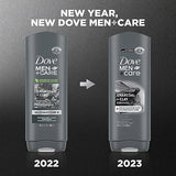 DOVE MEN + CARE Elements Body Wash Charcoal + Clay 4 Count For Men's Skin Care Effectively Washes Away Bacteria While Nourishing Your Skin, 18 oz