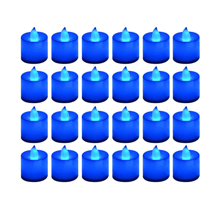 LANKER 24 Pack Flameless Led Tea Lights Candles - Flickering Blue Battery Operated Electronic Fake Candles – Decorations for Wedding, Party, Christmas, Halloween and Festival Celebration (Blue)